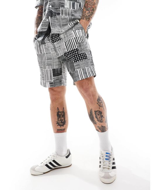 Farah – redwald – shorts mit archivdruck in White für Herren