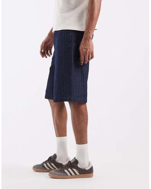 ASOS Blue Lightweight Loose Striped Denim Jorts for men