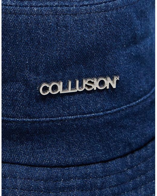 Collusion Blue Unisex – anglerhut aus verwaschenem, unverarbeitetem denim