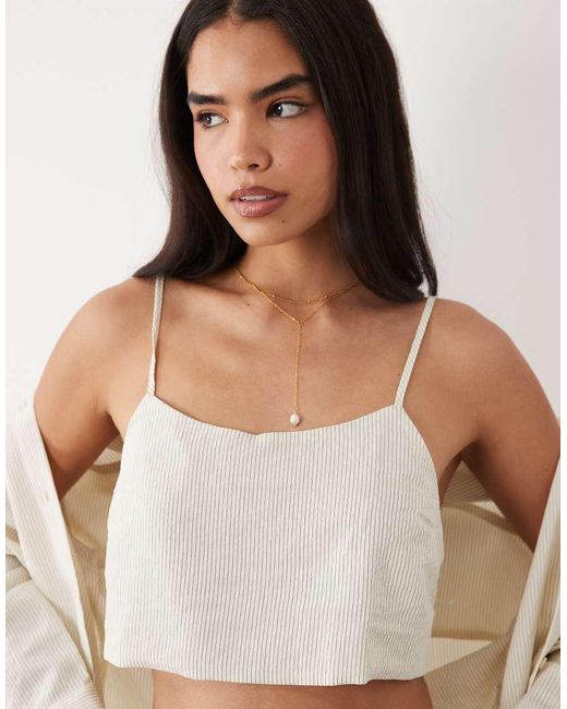 ASOS Natural Oversized Shirt With Bralet