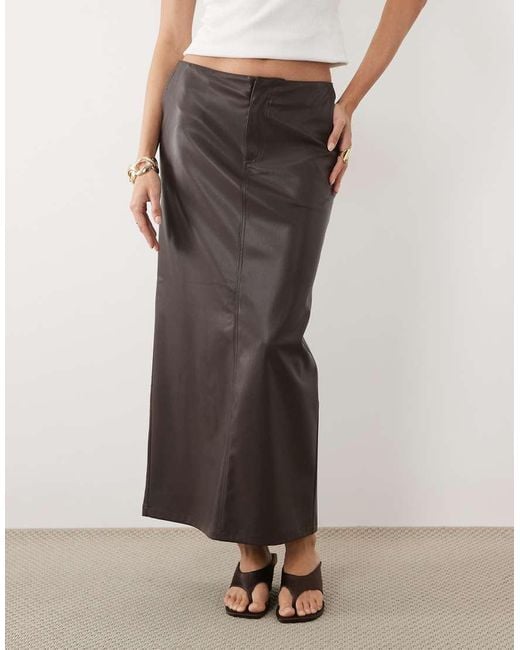 Threadbare Natural Faux Leather Maxi Skirt