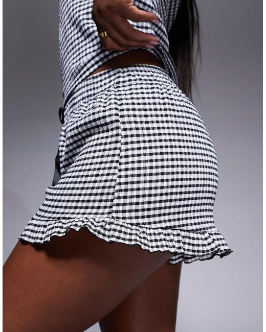 River Island Gray Gingham Cropped Tee And Short Set
