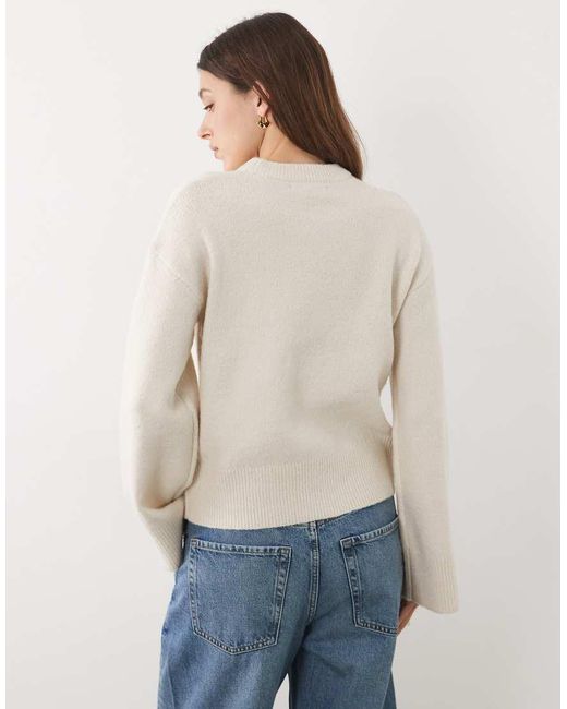 Threadbare Natural Jumper With Wide Cuff Detail