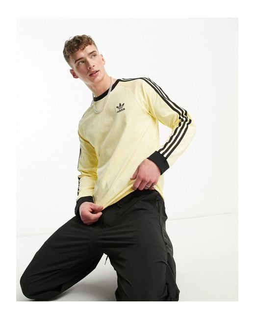 Adidas Originals Yellow 3 Stripe Long Sleeve T-shirt for men
