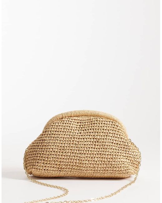 Mango Natural Twist Detail Woven Clutch Bag