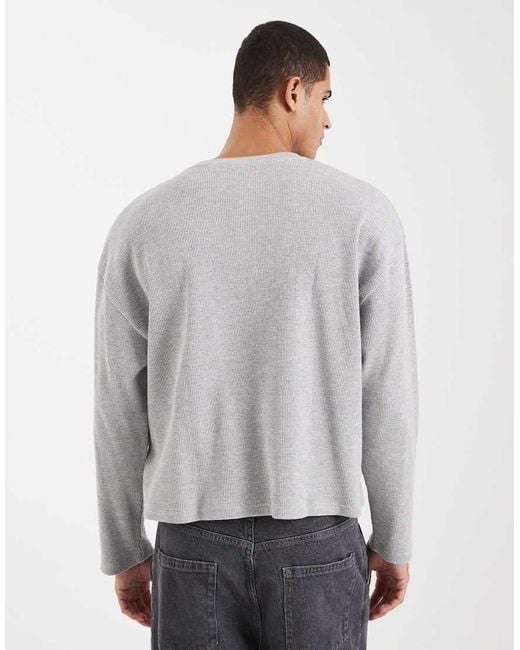 Cotton On Gray Cropped Fit Textured Long Sleeve T-shirt for men