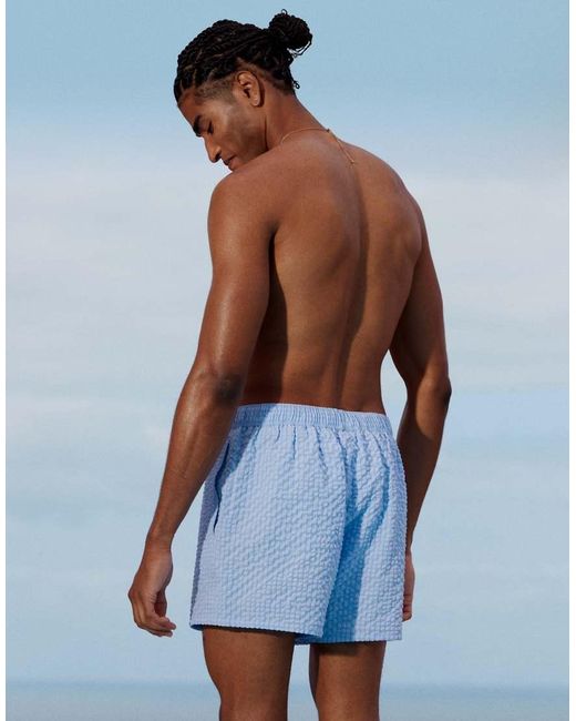 Pantaloncini Da Bagno Blu A Quadri di ASOS in Blue da Uomo