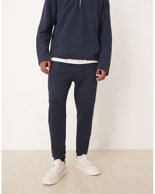 ASOS Toelopende Piqué Joggingbroek in het Blue voor heren