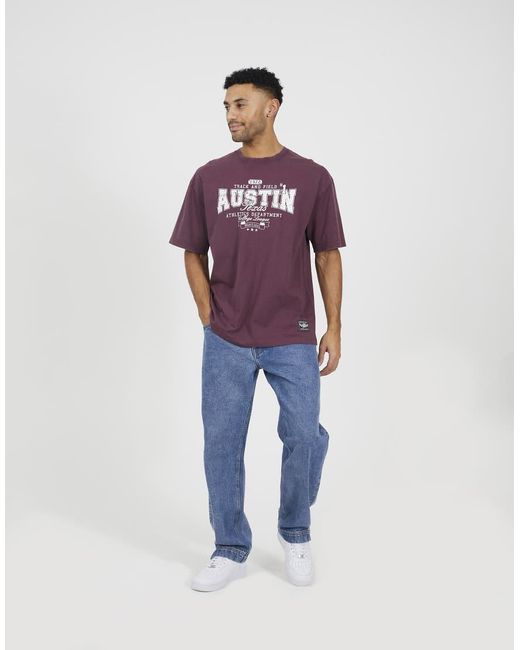 Brave Soul Purple Cotton Jersey Graphic T-Shirt for men