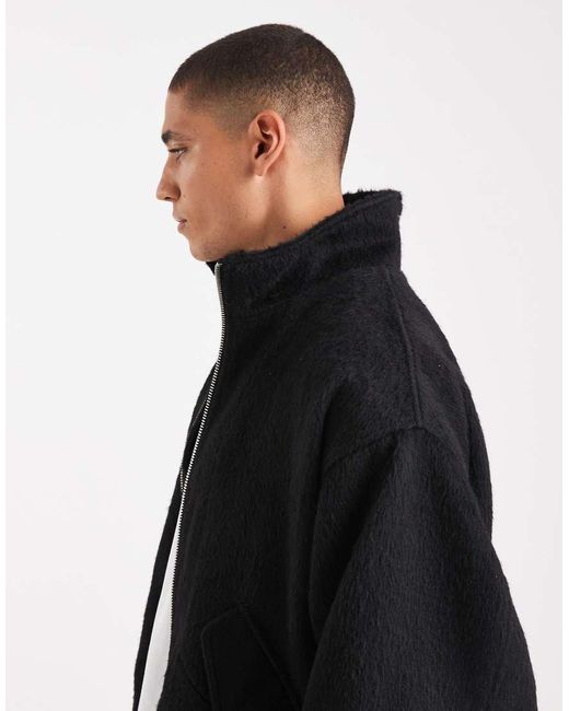 ASOS Black Wool Look Bomber for men