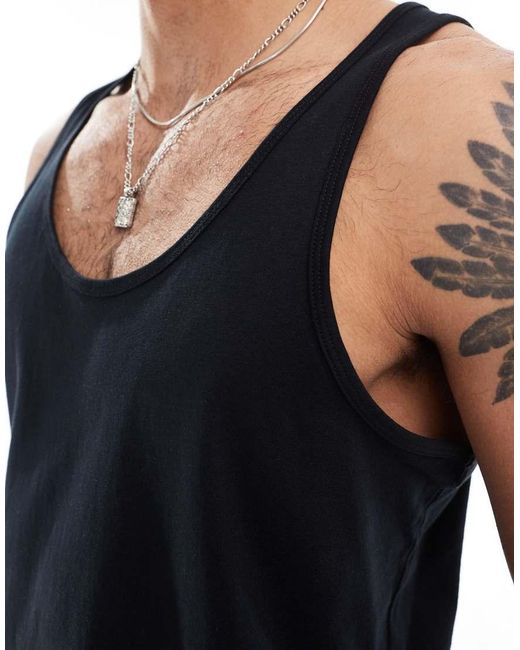 ASOS Black Regular Fit Singlet for men