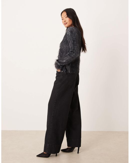 ASOS Asos Design Petite Wide Leg Jeans With Crease Front And Belt in ...