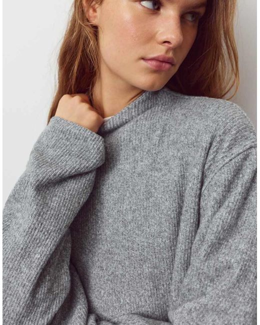 Pull&Bear Gray Soft Knit T-shirt