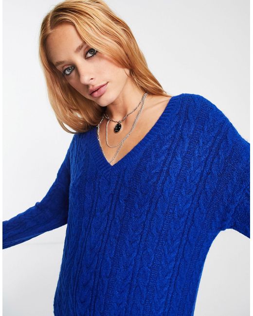 ASOS Blue – gestricktes maxi-pulloverkleid aus strick