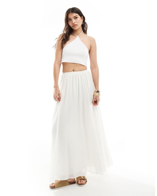 ASOS White Maxi Skirt With Godet Detail