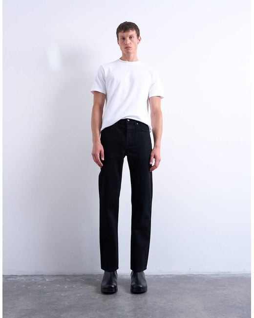 Topman Blue Rigid Straight Jeans for men