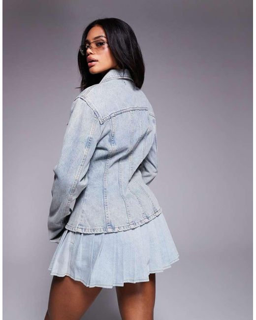 Lioness Gray Rider Cinch Detail Denim Jacket Co-ord