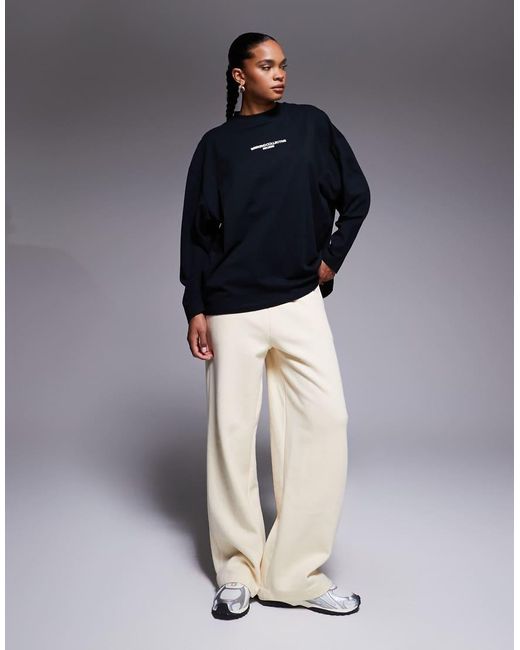ASOS Blue Weekend Collective Icon Oversized Long Sleeve T-shirt With Bold Font Back Graphic