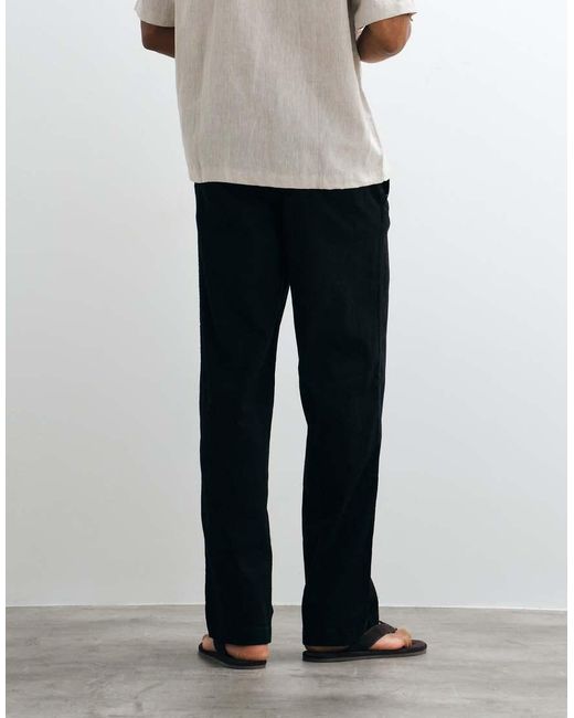 Jack & Jones Blue Linen Mix Trousers With Drawstring for men