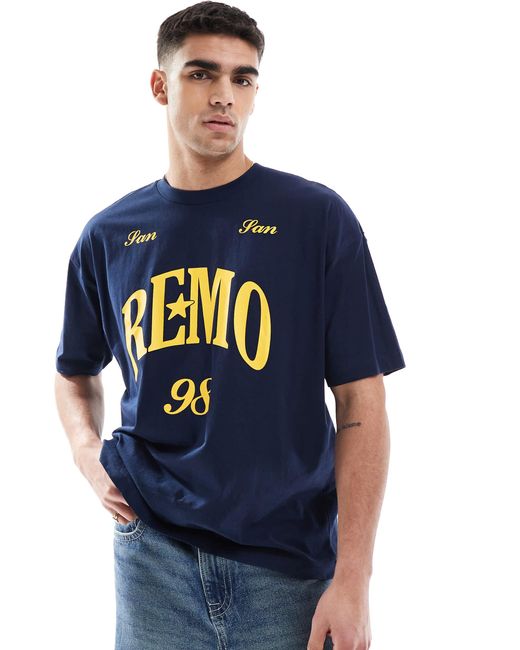 ASOS Blue Oversized T-shirt With City Graphic for men