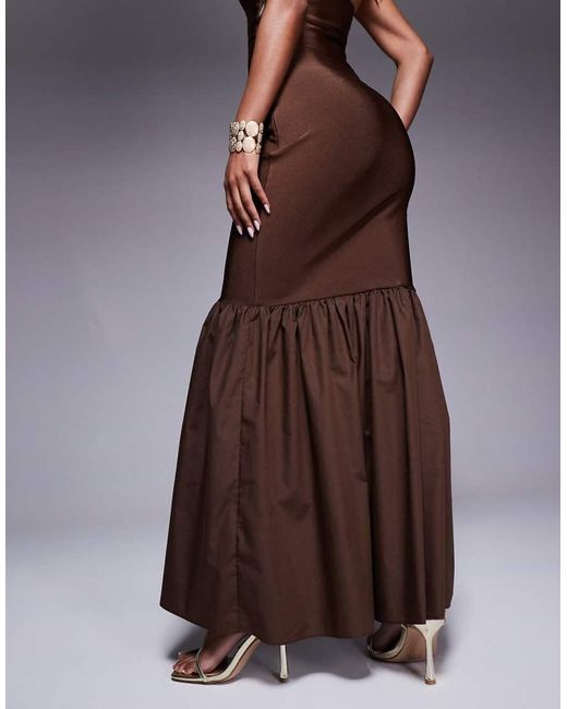 Falda Larga Marrón De Estilo Bandage Con Sobrefalda De (Parte De Un Conjunto) ASOS de color Brown