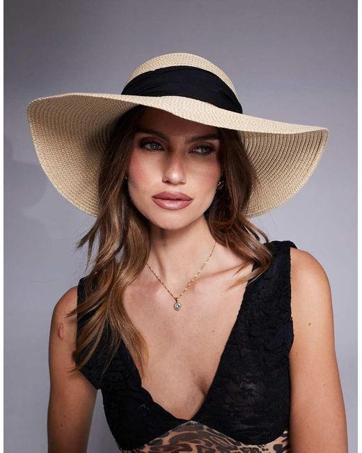 ASOS Black Straw Floppy Hat-neutral