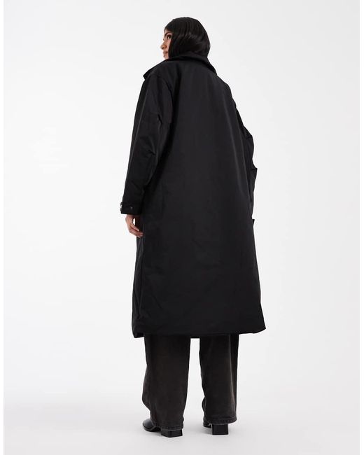 ASOS Effen Gewatteerd Jack Met Lange Pasvorm in het Black