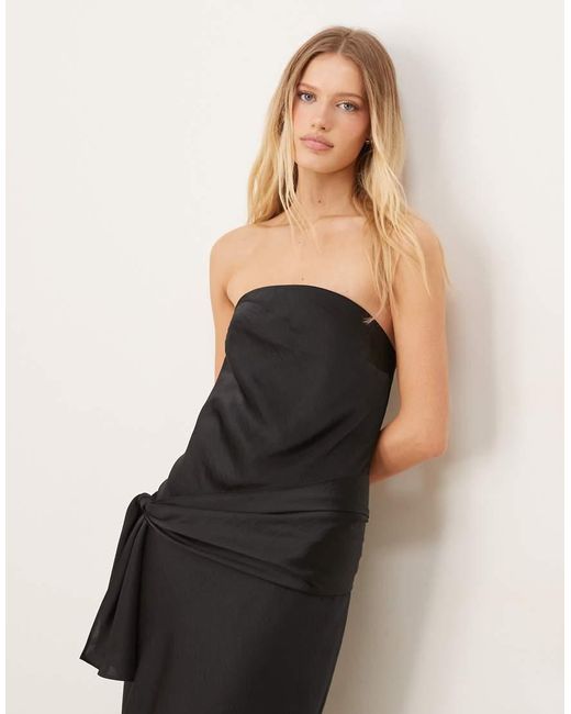 Abercrombie & Fitch Natural Strapless Bow Detail Maxi Dress