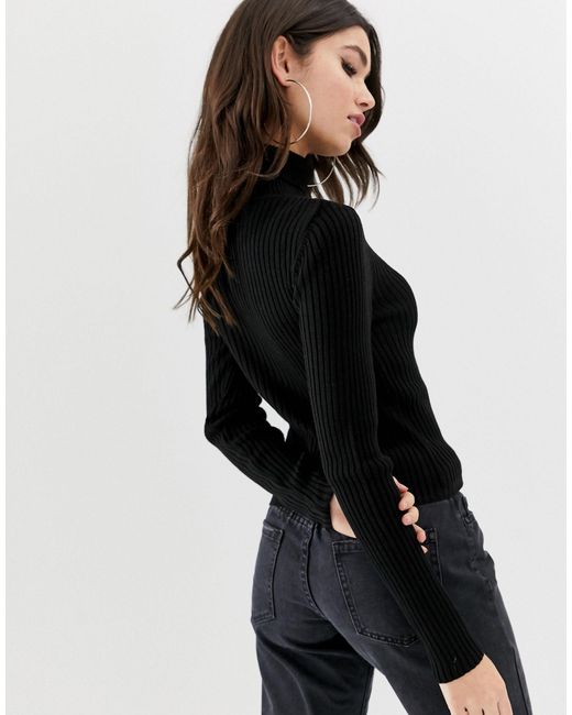 skinny rib roll neck jumper
