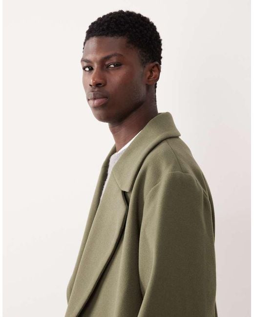 ASOS Green Wool Look Longline Coat for men