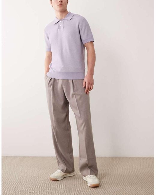 ASOS Brown Tailored Pull On Wide Leg Trousers for men