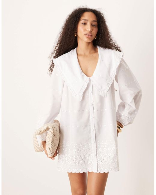 ASOS White – langärmeliges mini-hemdkleid