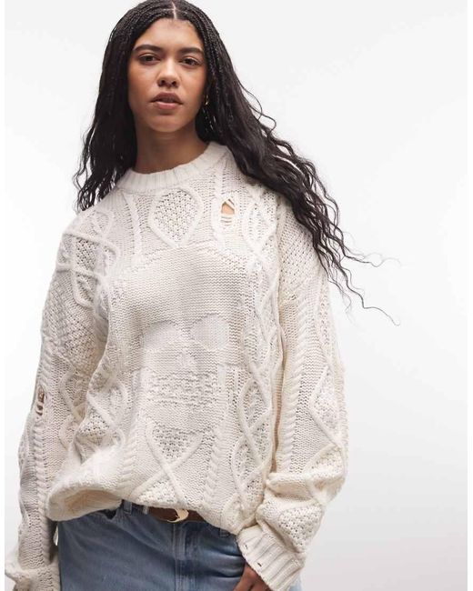 The Ragged Priest Gray Skull Cable Knit Jumper