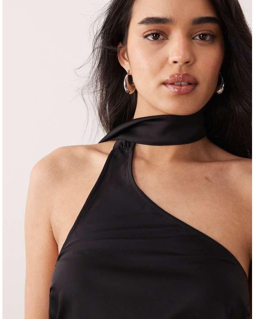 ONLY Black Scarf Detail One Shoulder Top