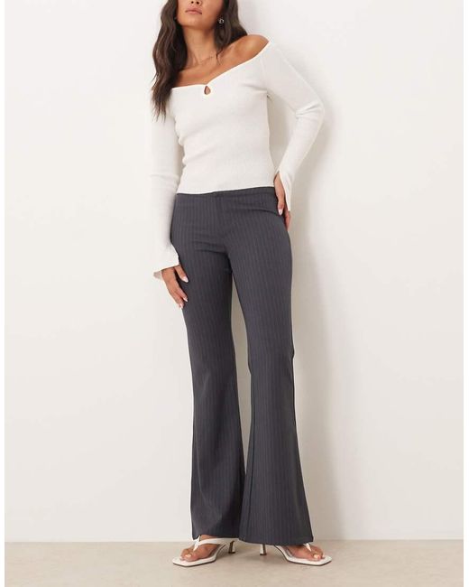Motel White Malvinas Tailored Flared Pinstripe Pants