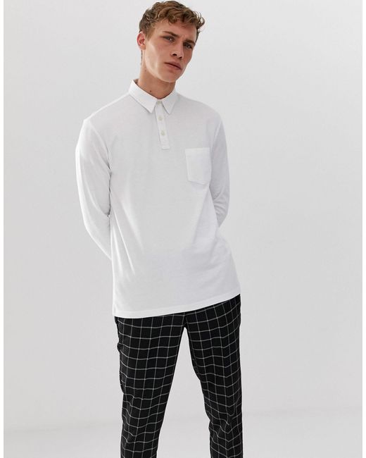 long sleeve polo shirts with chest pocket