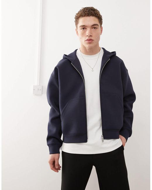 Weekday Blue Simon Zip Through Hoodie for men