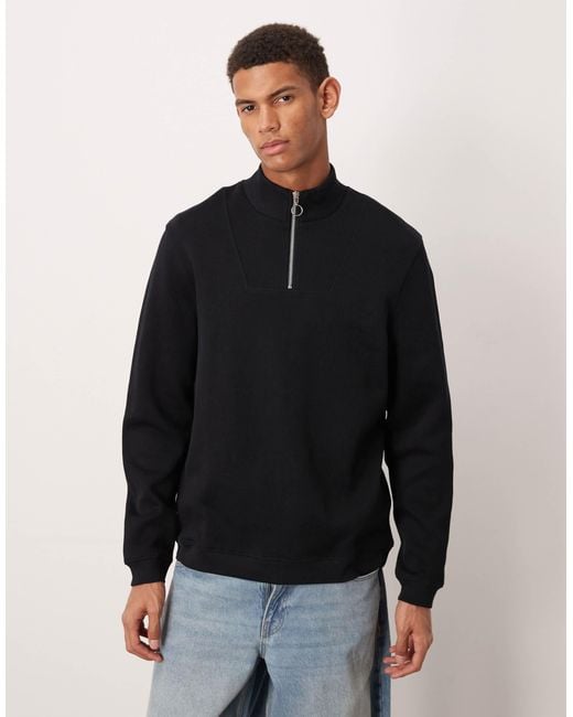ASOS Black Quarter Zip Sweatshirt for men