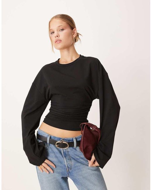 Gina Tricot Black Wide Sleeve Top