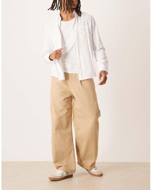 ASOS Natural Barrel Trousers for men