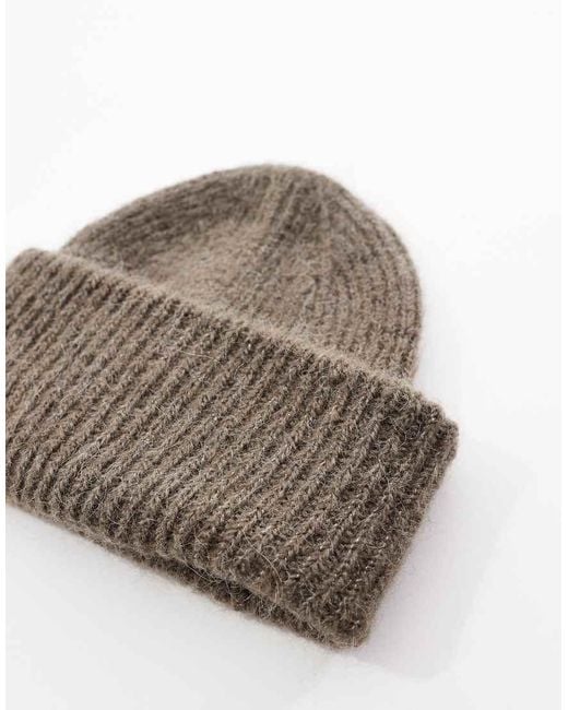 Pieces Brown Chunky Ribbed Beanie