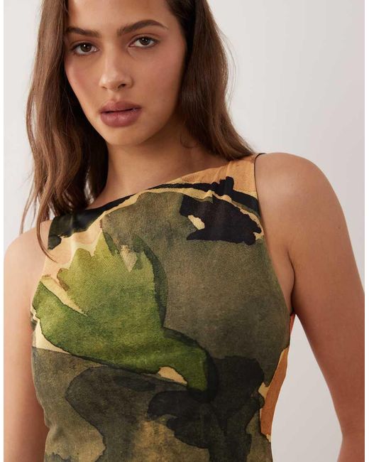ASOS Green Co-ord Mesh Slash Neck Tank Top