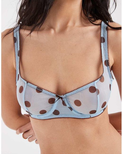 ASOS Black Astrid Sheer Mesh Polka Dot Underwire Bra