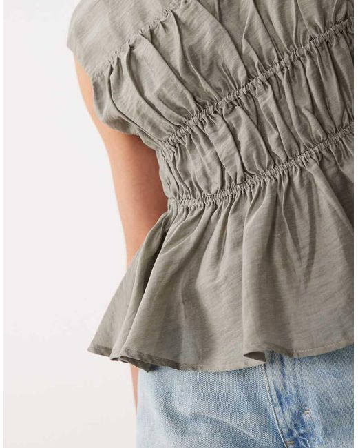 BRONZE SNAKE Brown Cierra Shirred Top