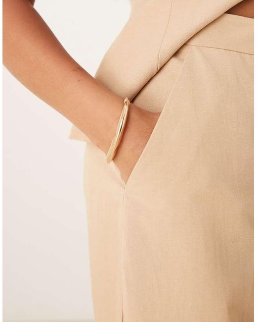 ASOS Natural Linen Blend Tailored Barrel Leg Trouser