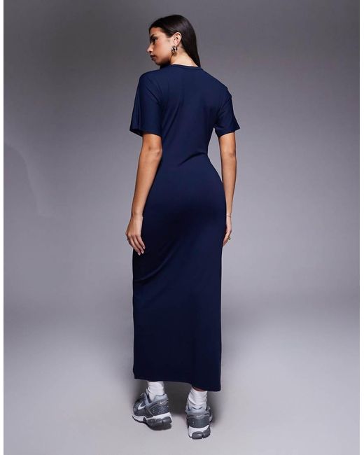 ASOS Blue T-shirt Front Seam Detail Midi Dress