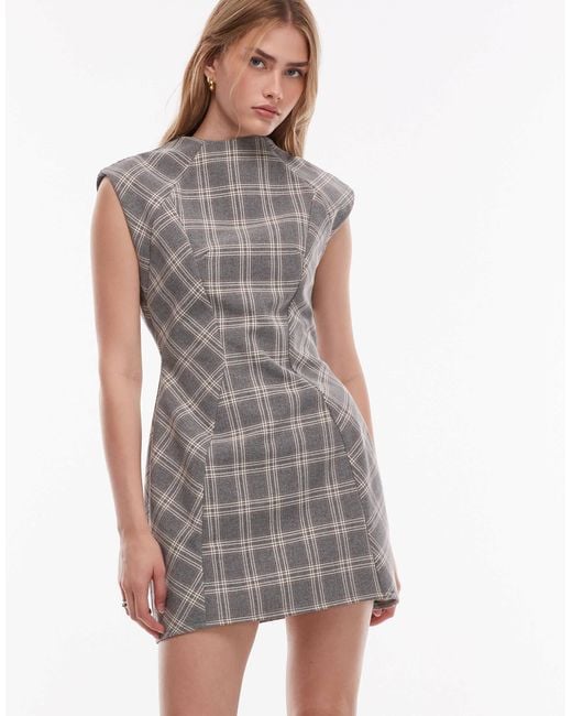 ASOS Gray Moulded Cap Sleeve Skater Mini Dress
