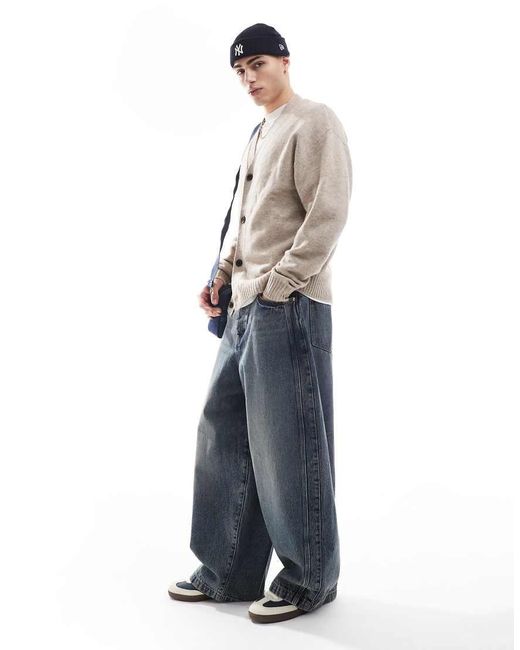 Cárdigan Beis Extragrande De Punto Mullido De -Beis Neutro Jack & Jones de hombre de color Gray