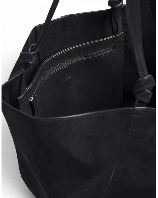 NA-KD Black Suede Knot Detail Tote