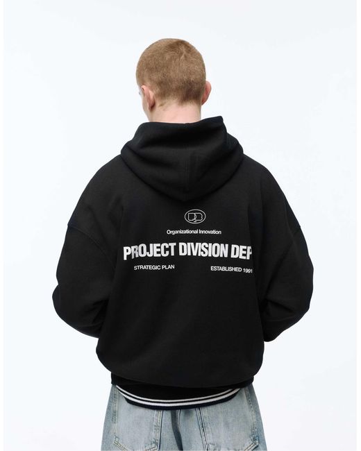 Sweat à capuche zippé Pull&Bear pour homme en coloris Black